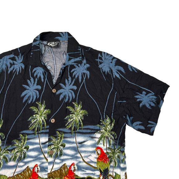 Vintage 90s AOP Casual Hawaiian Camp Button Up Shirt Uluwatu Mens XL - Picture 3 of 6